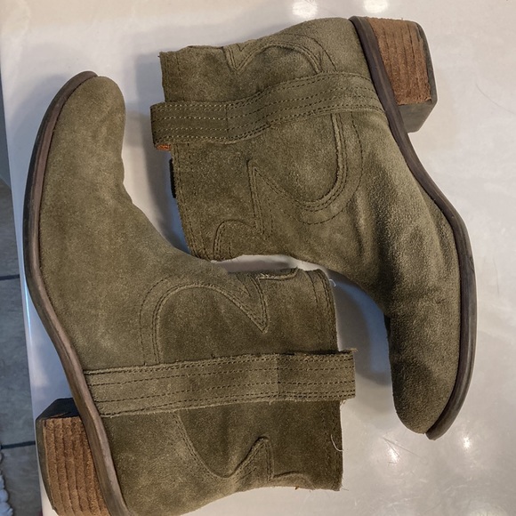Lucky Brand Olive Suede Ankle Boots - Picture 4 of 6